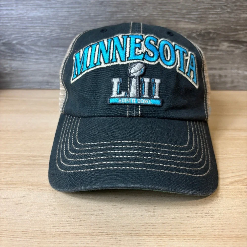 Super‎ Bowl Hat Cap Snap Back Black LII NFL Football Minnesota Adjustable '47